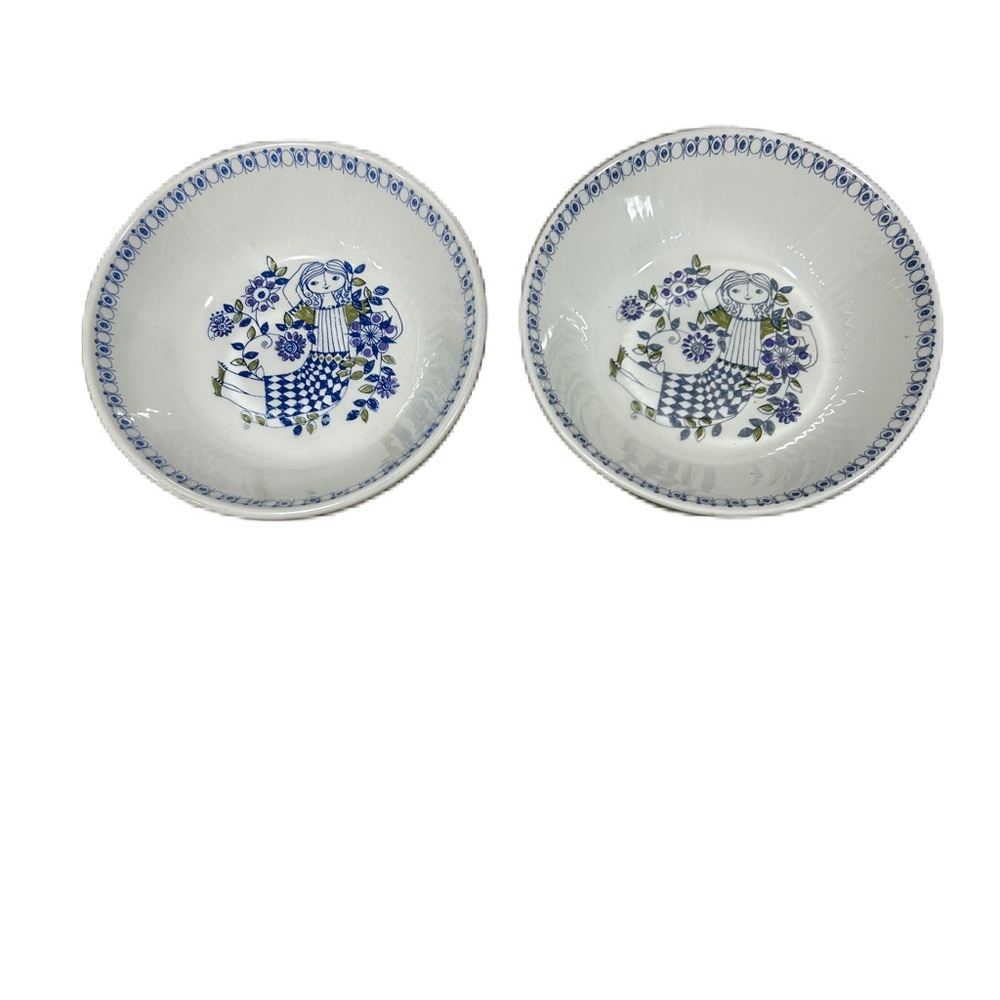 Set Of 2 Figgjo Lotte Cereal Bowl Turi Design Norway Hand Painted Norwegian READ